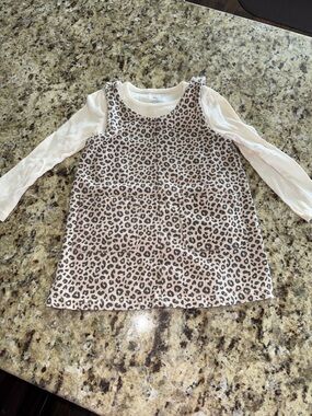 Leopard Print Pink & Cream Girls' Layered dress